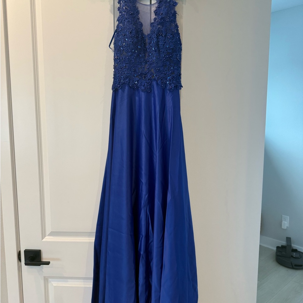 Elegant Blue Beaded Gown